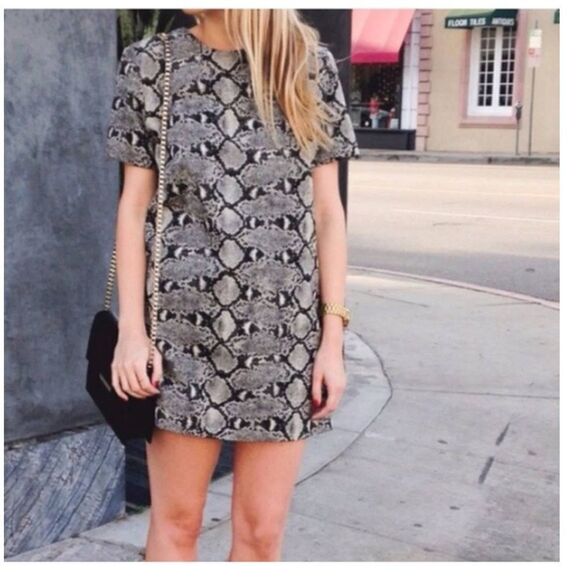 Zara Python Snake Print Short Sleeve Shift Dress - Picture 5 of 7